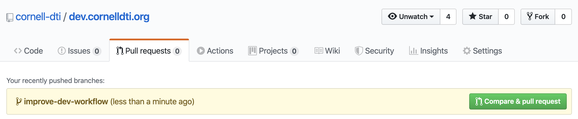 GitHub Web Create PR